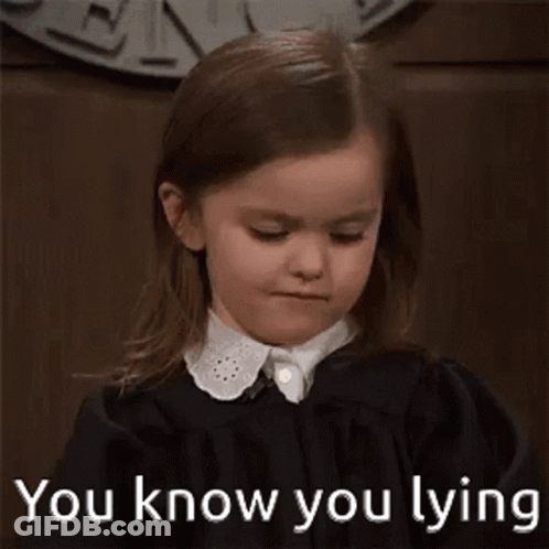 A Little Girl Is Making An Angry Face And Says `` You Know You Lying '' . GIF