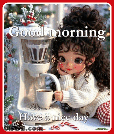 A Little Girl Is Pouring A Cup Of Coffee Into A Coffee Maker .. GIF