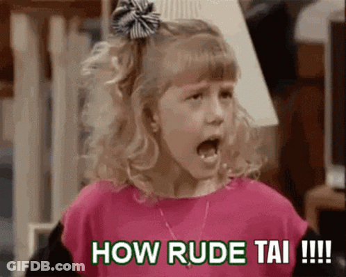 A Little Girl Is Saying How Rude Tai !!! With Her Mouth Open . GIF