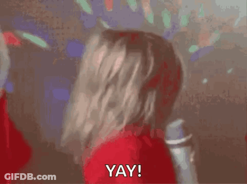 A Little Girl Is Singing Into A Microphone And Saying `` Have A Good Night ! Yay ! '' GIF