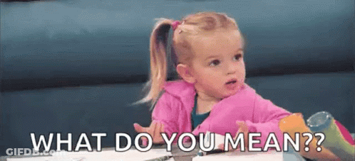 A Little Girl Is Sitting At A Table And Asking What Do You Mean ? GIF