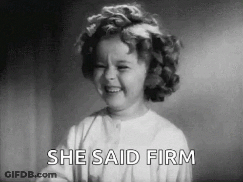 A Little Girl Is Smiling And Saying `` She Said Firm '' . GIF
