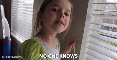 A Little Girl Looking Out A Window With The Words No One Knows Written On The Bottom GIF