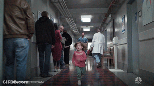 A Little Girl Running Down A Hospital Hallway With #Newamsterdam GIF