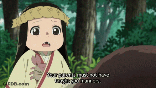 A Little Girl Says Your Parents Must Not Have Taught You Manners In A Cartoon GIF