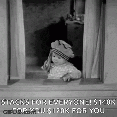 A Little Girl Wearing A Chef 'S Hat Is Looking Out A Window . GIF