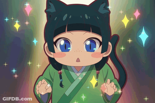 Girl With Cat Ear Surrounded By Sparkles GIF