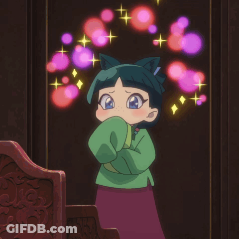 Girl With Cat Ear And Purple Pink Lights GIF
