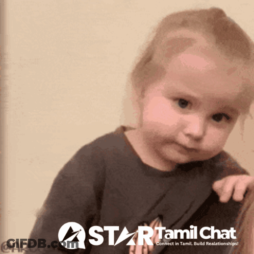A Little Girl With A Star Tamil Chat Logo On The Bottom GIF