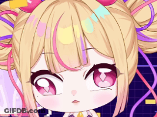 A Little Girl With Blonde Hair And Pink Eyes GIF