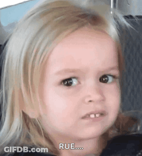 A Little Girl With Blonde Hair Is Making A Funny Face And Saying Rue ... GIF