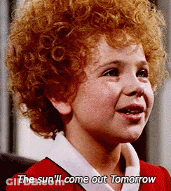 A Little Girl With Curly Red Hair Says The Sun 'Ll Come Out Tomorrow GIF