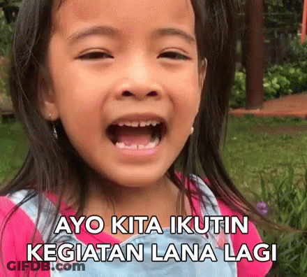 Girl With Mouth Open And Ayo Kita Ikutin Kegiatan Lana Lagi Text GIF