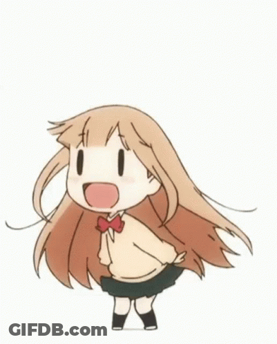 A Little Girl With Long Hair Is Dancing In A School Uniform . GIF