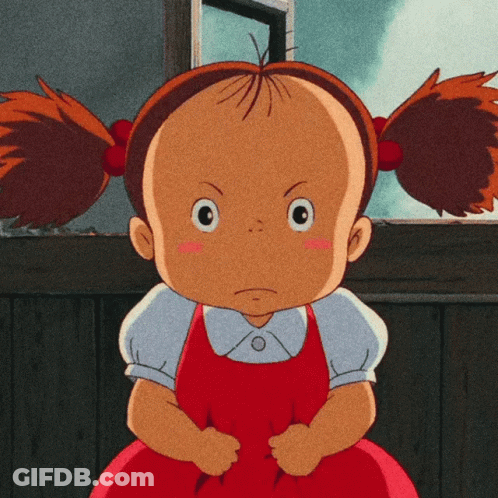 A Little Girl With Pigtails And A Red Dress GIF