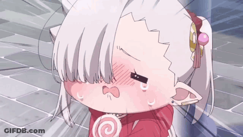 A Little Girl With White Hair And A Lollipop In Her Mouth GIF