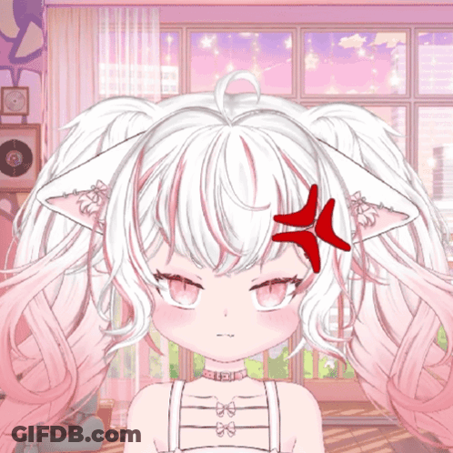 A Little Girl With White Hair Has A Red Arrow On Her Forehead GIF