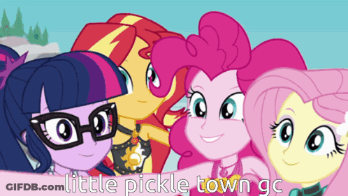 A Little Pickle Town Gc Poster With A Group Of Ponies GIF