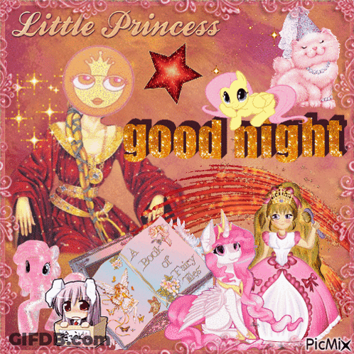 A Little Princess Good Night Card With Ponies GIF