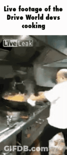 A Live Footage Of The Drive World Devs Cooking Is Being Displayed GIF