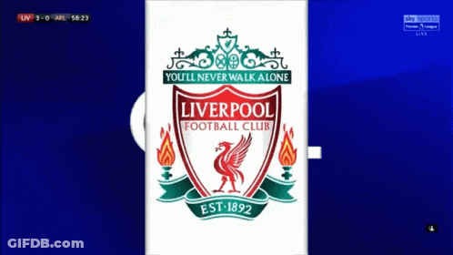 A Liverpool Football Club Logo Is Displayed On A Screen GIF