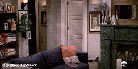 Living Room With Couch And Fireplace GIF