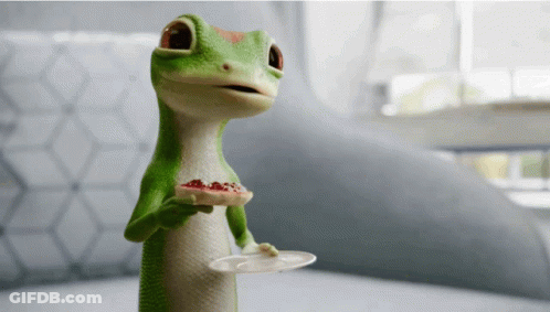 A Lizard Holding A Plate Of Food With A Jelly On It GIF