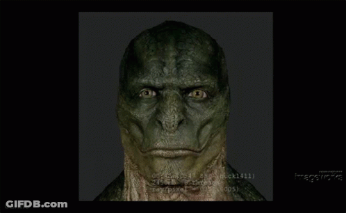 A Lizard Model Is Being Mapped Onto A Man 'S Face GIF