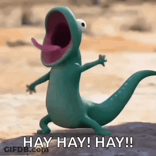 A Lizard With Its Mouth Open And Its Tongue Sticking Out Says Hay Hay Hay !! GIF