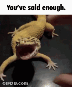 A Lizard With Its Mouth Open And The Words `` You 'Ve Said Enough '' Below It GIF