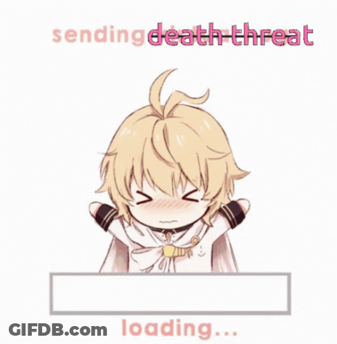 A Loading Bar With Hearts And The Words Sending Death Threat On It GIF
