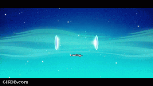 A Loading Screen For A Video Game Shows A Blue Background GIF