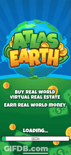 A Loading Screen For Atlas Earth Shows That The Game Is Being Downloaded GIF