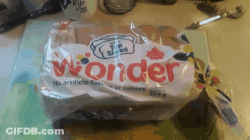 A Loaf Of Wonder Bread Sits On A Counter GIF