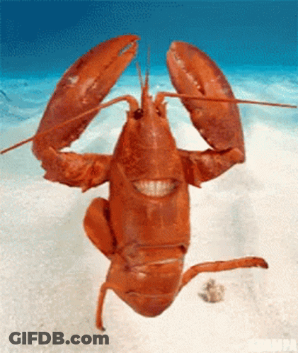 A Lobster With A Smile On Its Face Is Swimming In The Ocean GIF
