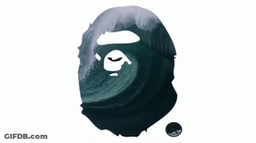 A Logo For A Brand Called A Bathing Ape With A Wave Behind It GIF