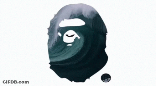 A Logo For A Brand Called A Bathing Ape With A Wave Behind It GIF