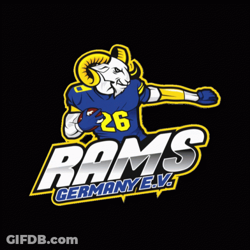 A Logo For A Football Team With A Ram Wearing A Number 9 Jersey GIF