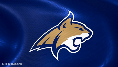A Logo For A Sports Team Shows A Cat With The Letter C On Its Mouth GIF