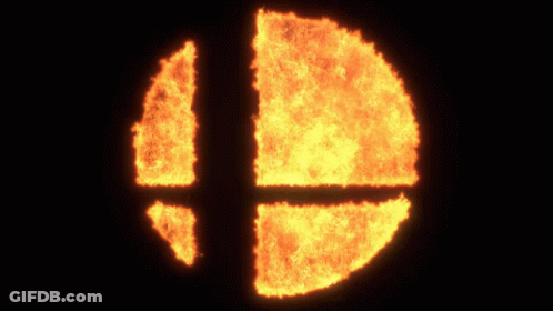 A Logo For A Video Game Called Super Smash Bros Is Made Of Fire GIF