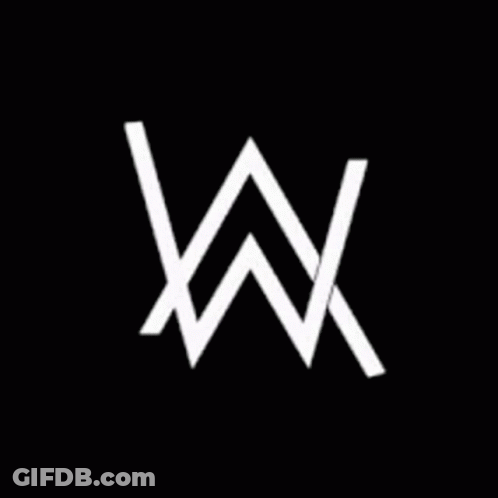A Logo For Alan Walker Is Shown On A Dark Blue Background GIF