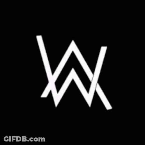A Logo For Alan Walker Is Shown On A Dark Blue Background GIF