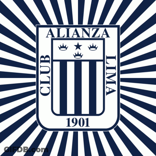 A Logo For Alianza Lima With A Blue And White Striped Background GIF