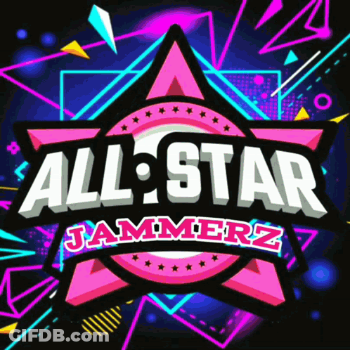 A Logo For All Star Jammerz With A Star In The Center GIF