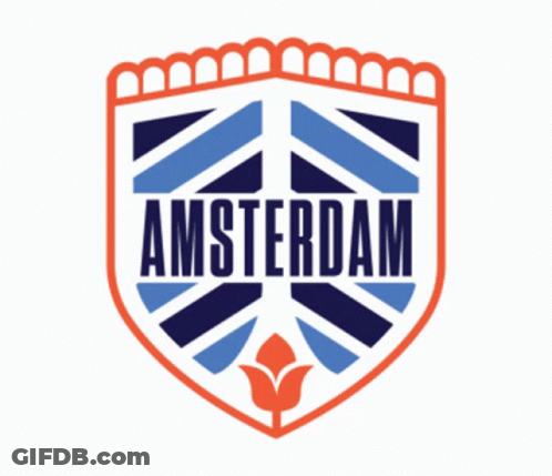 A Logo For Amsterdam With A Flower In The Center GIF