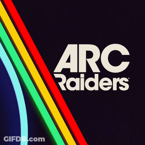 A Logo For Arc Raiders With A Rainbow Of Colors GIF