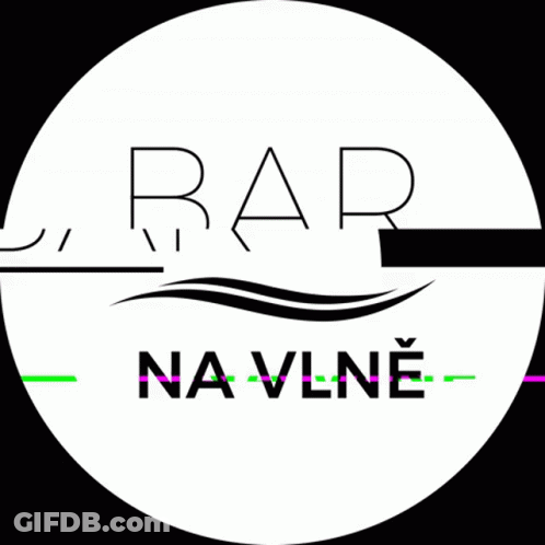 A Logo For Bar Na Vlne With A Green And Pink Stripe GIF