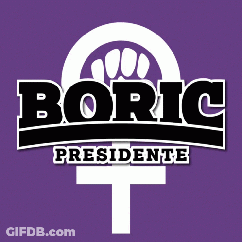 A Logo For Boric Presidente With A Paw On It GIF