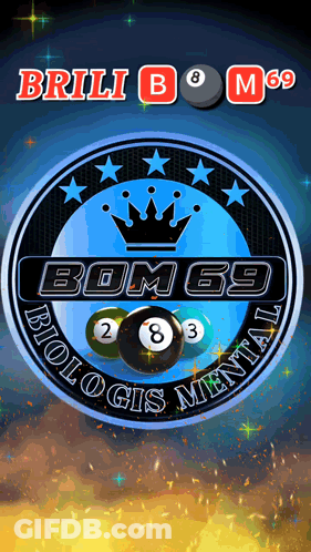 Brili Bom 69 Logo With Crown And Pool Balls GIF