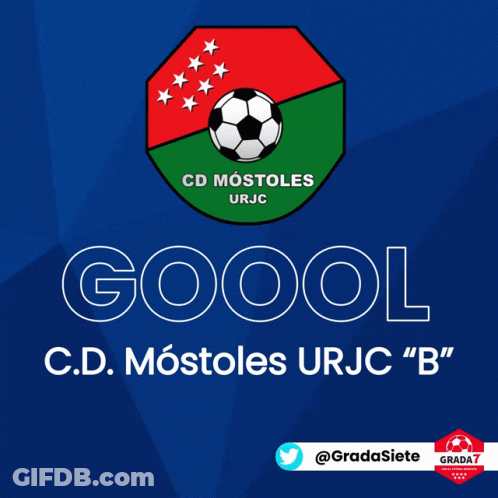 A Logo For Cd Mostoles Urjc With A Soccer Ball GIF